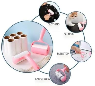Rodillo de pelusa pegajoso, rodillo de pelo de mascotas, kit de eliminación de pelo de perros y gatos, (1 mango + 13 repuestos) 13 recambios de 780