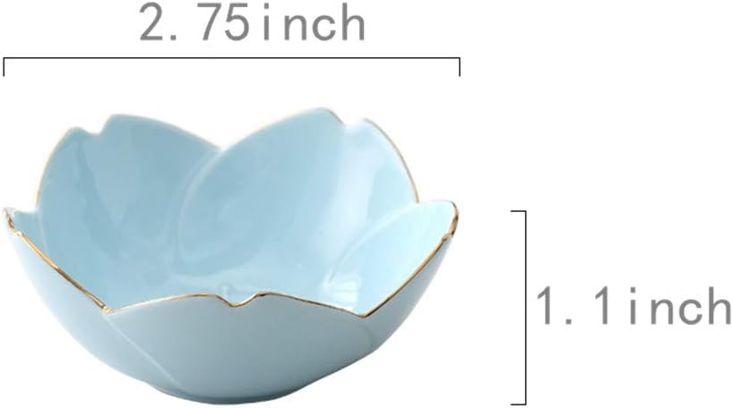 Juego de 6 platos de salsa de soja de estilo japonés, plato de porcelana de flor de cerezo, plato de condimento para sushi y soja, cuenco de postre