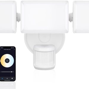 Olafus Luz de inundación LED inteligente de 55 W para exteriores con sensor de movimiento, luz de seguridad WiFi exterior sintonizable de 2700 Olafus Luz de inundación LED inteligente de 55 W para exteriores con sensor de movimiento, luz de seguridad WiFi exterior sintonizable de 2700