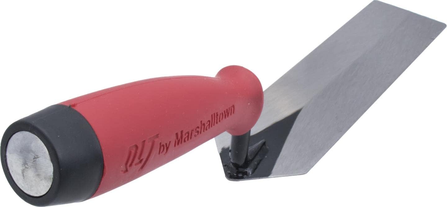 QLT by Marshalltown MTSG52SS – Paleta de margen para mampostería, 5 x 2 pulgadas, mango rojo de agarre suave, color rojo