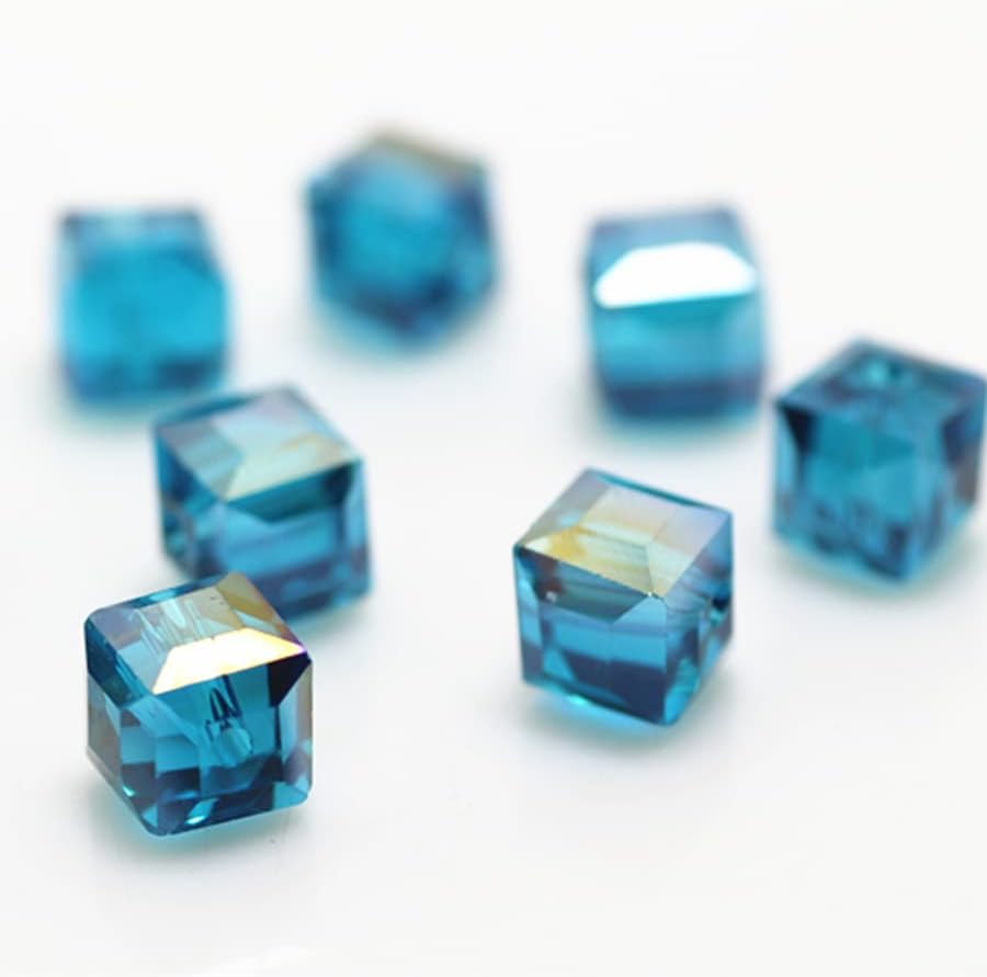 190 cuentas de vidrio en forma cuadrada facetadas de 0.315 pulgadas para hacer joyas, cuentas espaciadoras de cristal en forma cuadrada facetadas,