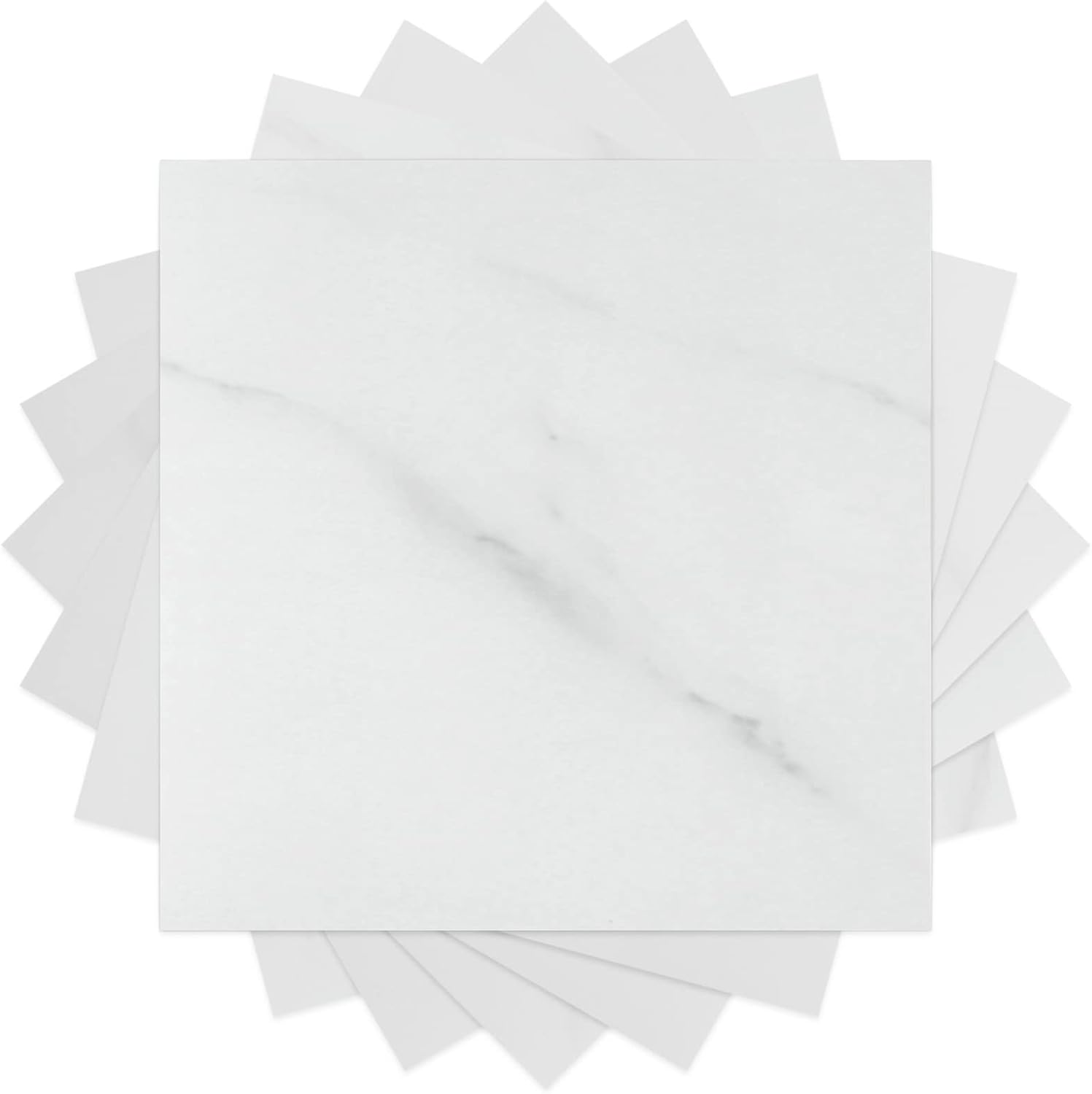 WESTICK Azulejos de baño de mármol blanco para despegar y pegar, azulejos adhesivos de vinilo impermeable para cocina, dormitorio, cámper, 12 x 12
