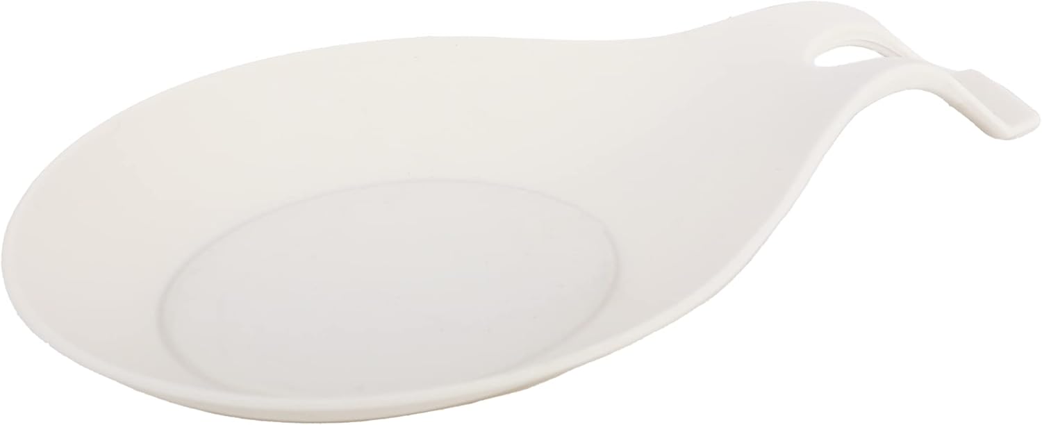 Soporte de cuchara de silicona para soporte de cuchara de cocina, color blanco