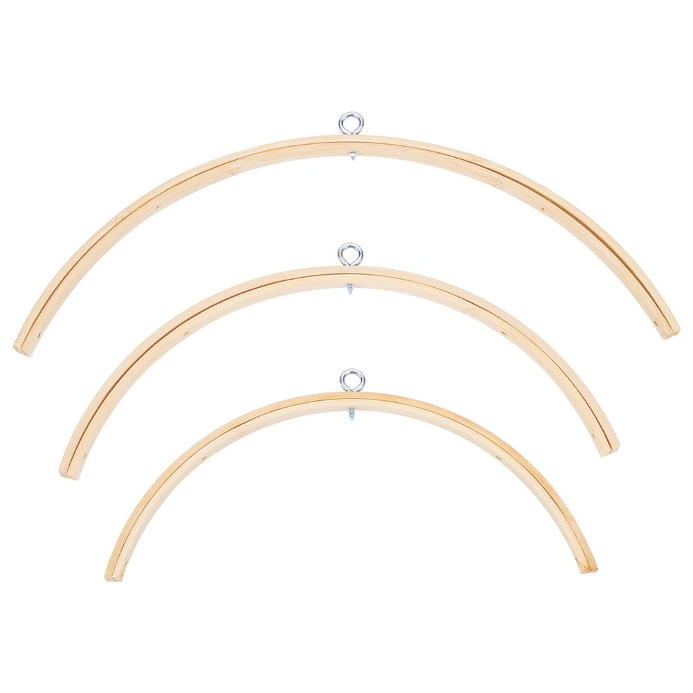 3 piezas de 3 estilos de campanas de cama, cuna móvil para guardería, campanas de viento de madera para colgar, marco de madera, adornos hechos a
