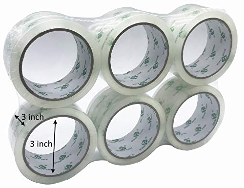 Cinta de embalaje gruesa de 3 x 3 pulgadas x 60 yardas por rollo de recambio, (2.7 mil), cintas industriales fuertes para mudanzas de almacenamiento