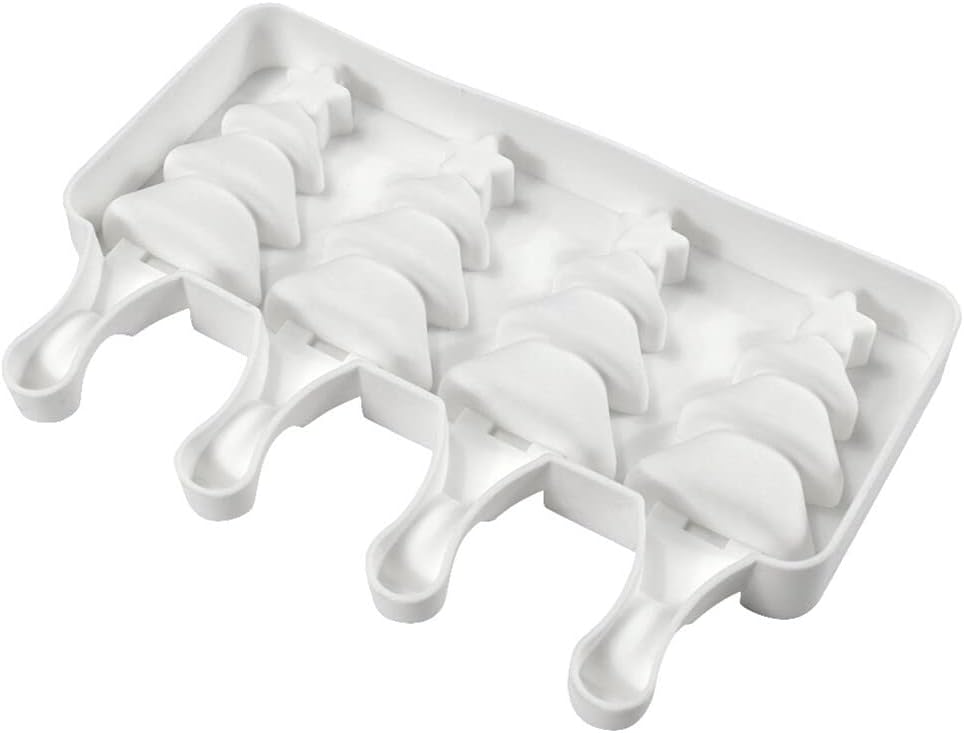 Moldes de paletas con forma de árbol de Navidad, moldes de silicona para paletas de 4 cavidades para niños y adultos, moldes para helados, moldes