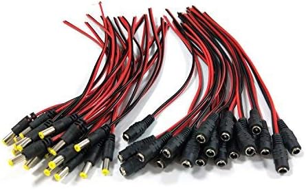 Antrader 20 pares macho y hembra DC Power Pigtail Cable Adaptador Conectores 0.083 x 0.217 in para CCTV Vigilancia Video Iluminación LED