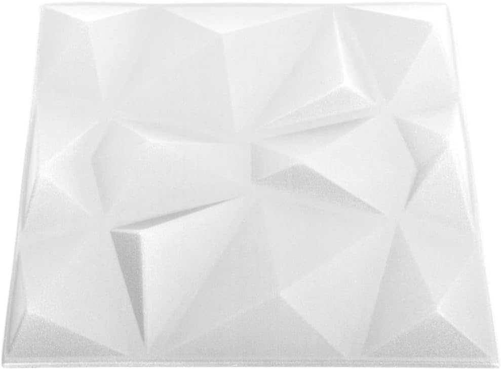 Paneles de pared 3D, 12 piezas de 19.7 x 19.7 pulgadas, blanco diamante de 32.3 pies cuadrados, paneles de pared de 2.2 libras