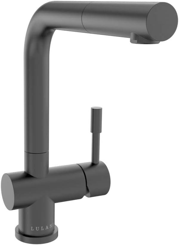 Lulani Nassau Grifo de cocina extraíble de acero inoxidable (cabezal rociador de 2 funciones) – Gun Metal
