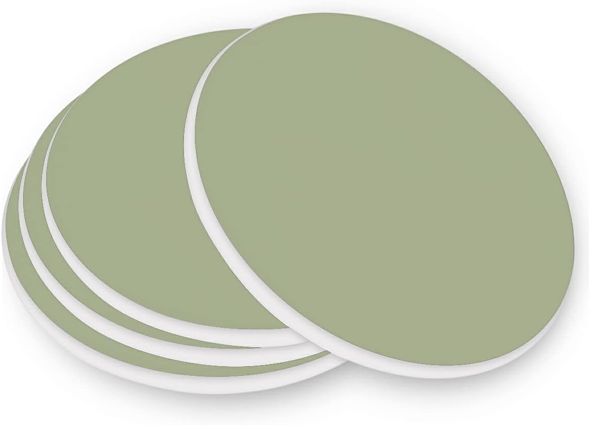 Xigua Sage Green – Posavasos de color sólido, diseño redondo de piedra absorbente con piedra de cerámica y base de corcho, alfombrillas de