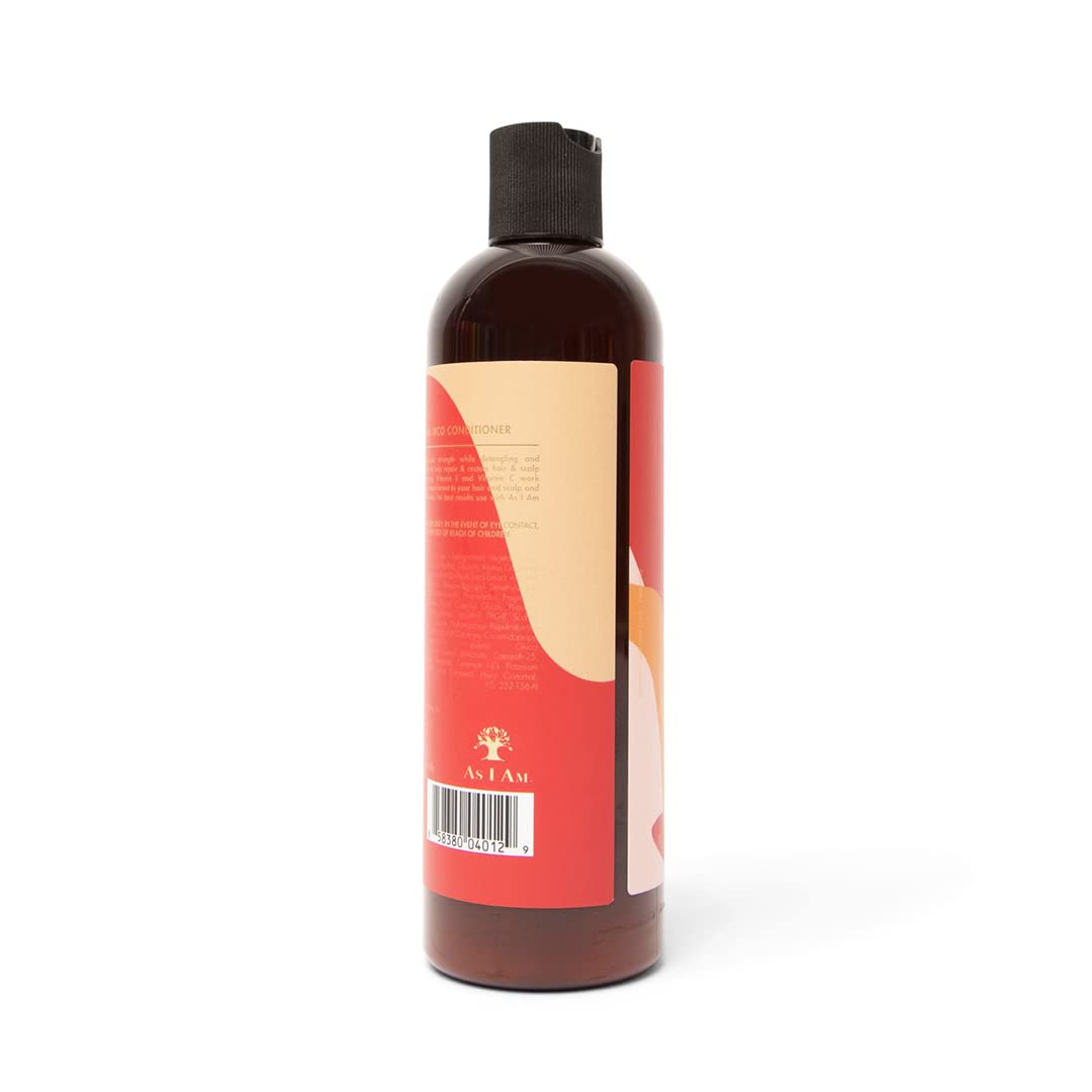 As I Am Acondicionador de aceite de ricino negro jamaicano, 12 onzas, con JBCO, ceramida, betaína, vitamina C y vitamina E, humedad e hidratación