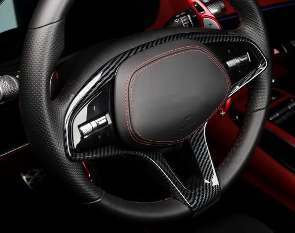 Funda de volante de fibra de carbono compatible con accesorios Genesis GV70