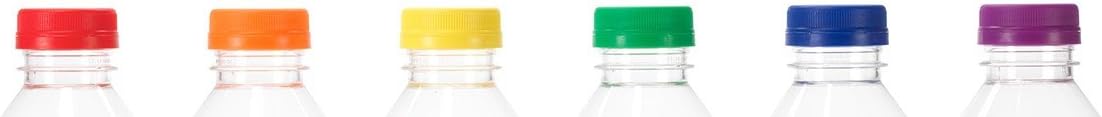 (6) Botellas cuadradas de plástico transparente de grado alimenticio de 8 onzas con 6 tapas a prueba de manipulaciones de diferentes colores, 6