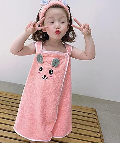 Toalla de baño suave para niñas con conejo de cartón, toalla de playa absorbente de agua para niños, bata de baño, vestido de tubo de ducha