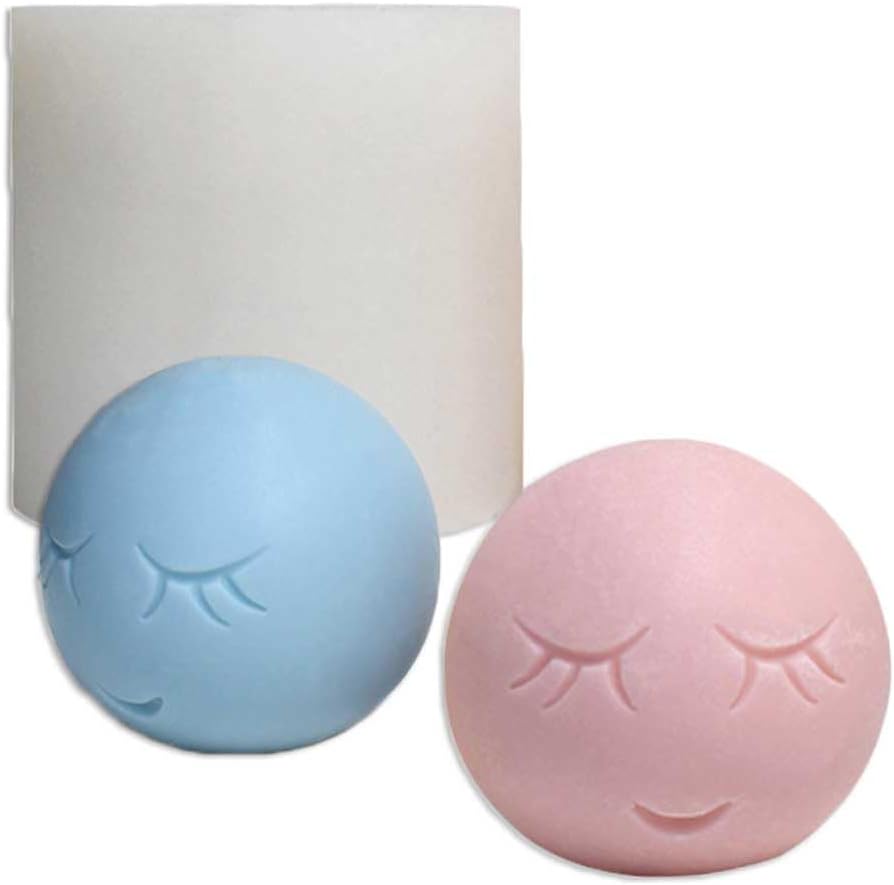 Moldes de silicona con forma de bola sonriente para hacer velas, resina, velas de aromaterapia, jabón de cera hecho a mano, decoración del hogar,