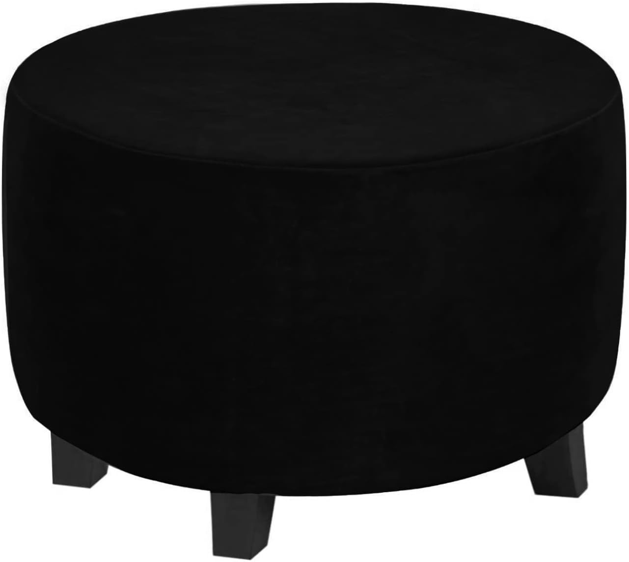 Abeibei Fundas otomanas redondas, protector otomano de alta elasticidad para reposapiés, taburete, muebles, fundas otomanas de terciopelo de felpa