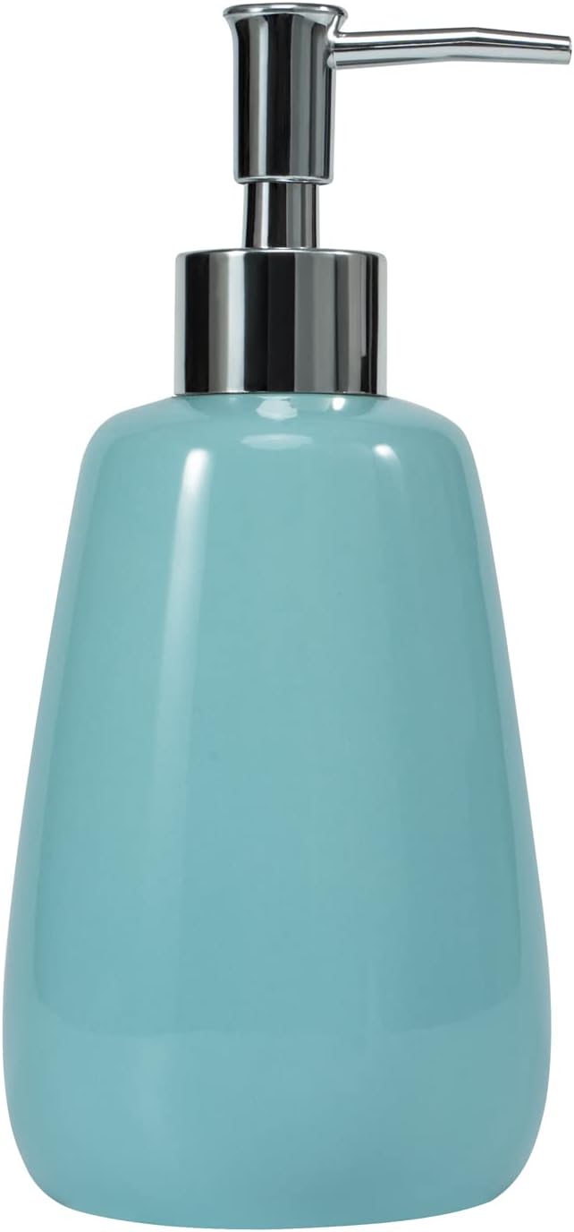 Botellas de cerámica dispensadoras de jabón de mano cian con elegante bomba superior baño botellas de champú vacías 10 oz10.1 fl oz