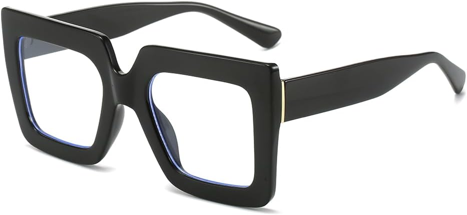 Lentes de gran tamaño para mujer, anteojos de gran tamaño con filtro de luz azul, lentes de computadora cuadrados gruesos y multicolor