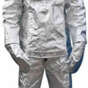 Traje resistente al fuego, radiación térmica, 1000 grados, resistente al calor, aluminizado, ropa ignífuga, incluye 1 abrigo, 1 pantalón, 1 casco, 1 Traje resistente al fuego, radiación térmica, 1000 grados, resistente al calor, aluminizado, ropa ignífuga, incluye 1 abrigo, 1 pantalón, 1 casco, 1