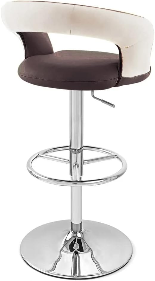 Zuri Furniture Asiento marrón con respaldo crema Monza ajustable altura giratoria sin brazos taburete de bar
