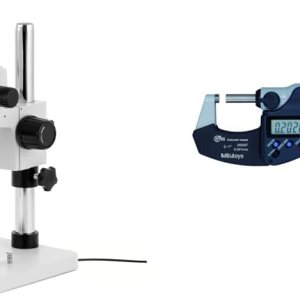 AmScope SM-1BSX-64S Microscopio profesional de zoom estéreo binocular, blanco y micrómetro digital Mitutoyo 293-340-30, pulgadasmétrico, parada de AmScope SM-1BSX-64S Microscopio profesional de zoom estéreo binocular, blanco y micrómetro digital Mitutoyo 293-340-30, pulgadasmétrico, parada de