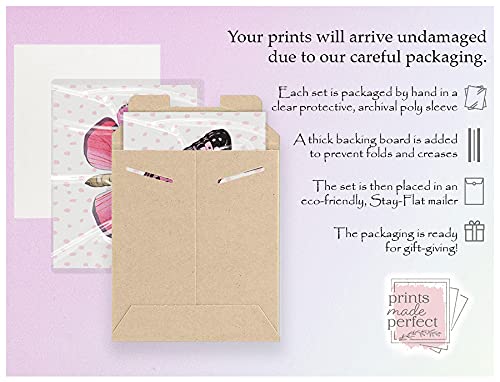 Butterfly Wall Art Prints – Watercolor Pink Butterflies Decor – (Set of 8) – 5×7 – Unframed