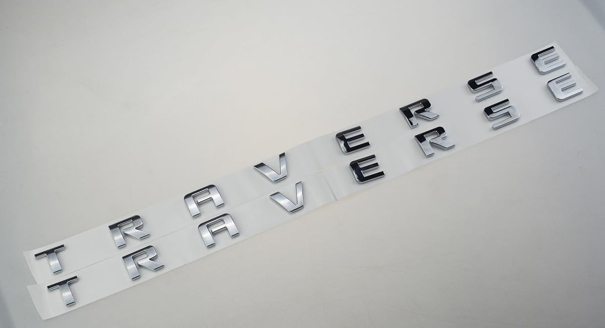 2 calcomanías de repuesto para placa de identificación de letras 3D para puerta y traverse 2018+ (cromado)