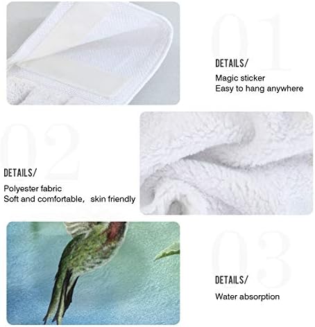 Toallas de mano de colibrí con flores para cocina, toalla absorbente de color morado fucsia para colgar con lazo, juego de 2 piezas de ropa de