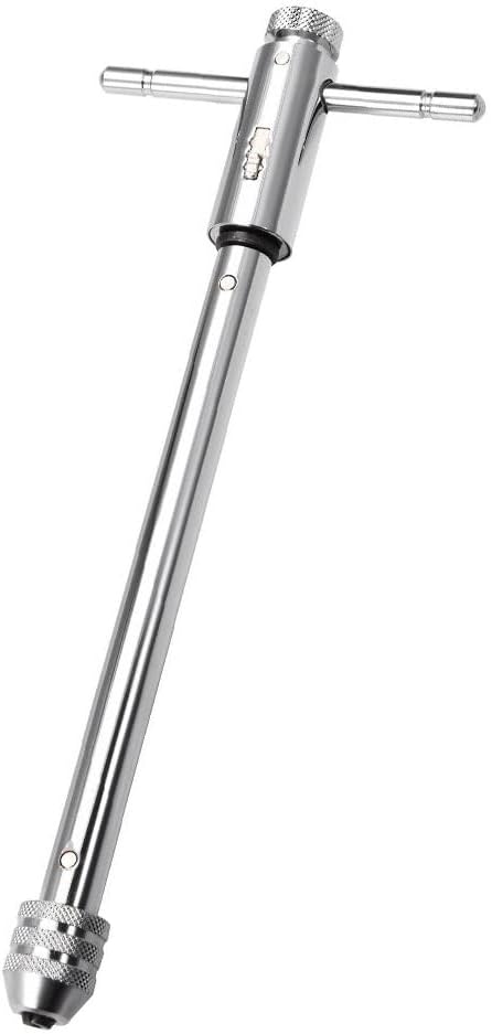 Llave de trinquete con mango en T, soporte de mango en T ajustable, herramienta de roscado manual para roscas métricas M3-M8, M5-M12 (M3-M8 largo)