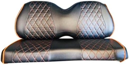 Club CAR Precedent – Fundas de asiento delantero para carrito de golf, costuras de diamante (costuras negrasnaranja)
