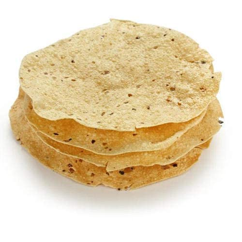 Rani Pappadums (aperitivo de oblea de lentejas indias) Papad liso 7 onzas (7.05 oz) aproximadamente 15 unidades, 7 pulgadas  Todo natural  Apto para