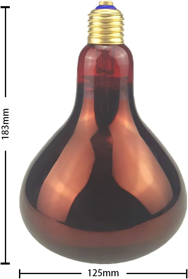 Bombillas infrarrojas R40125 vatios de vidrio rojo tostado para reptiles, baño, granja, mascota, pollitos, uso de calefacción de fisioterapia, base