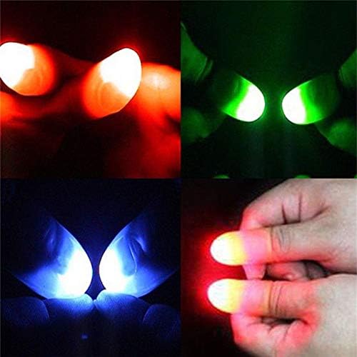 SUMAG Luces intermitentes de dedos, 2 pares, luz LED de trucos de magia accesorios para niños increíbles juguetes de brillo fantástico para niños