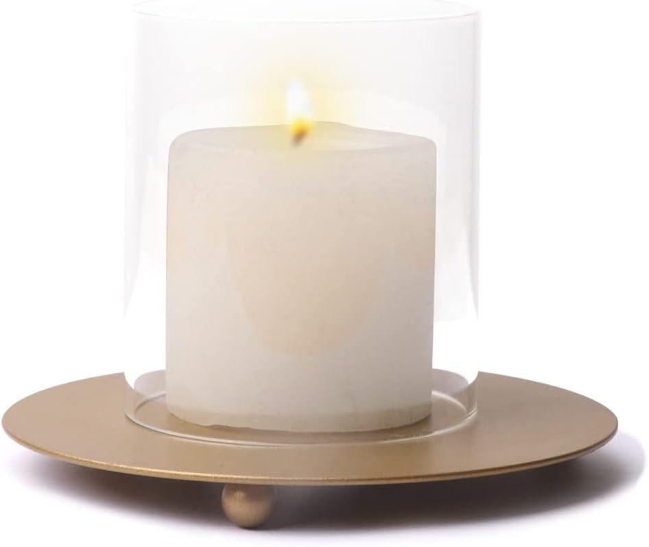 Satvik – 2 portavelas de metal de 4.5 pulgadas, portavelas de hierro decorativo dorado para velas de cera, pedestal, soporte de velas de té para