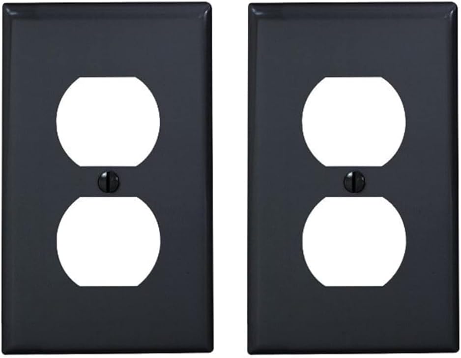 Leviton 80703-E – Placa de pared dúplex de 1 banda, tamaño estándar, nailon termoplástico, montaje para dispositivo, negro, 1 unidad (paquete de 2)