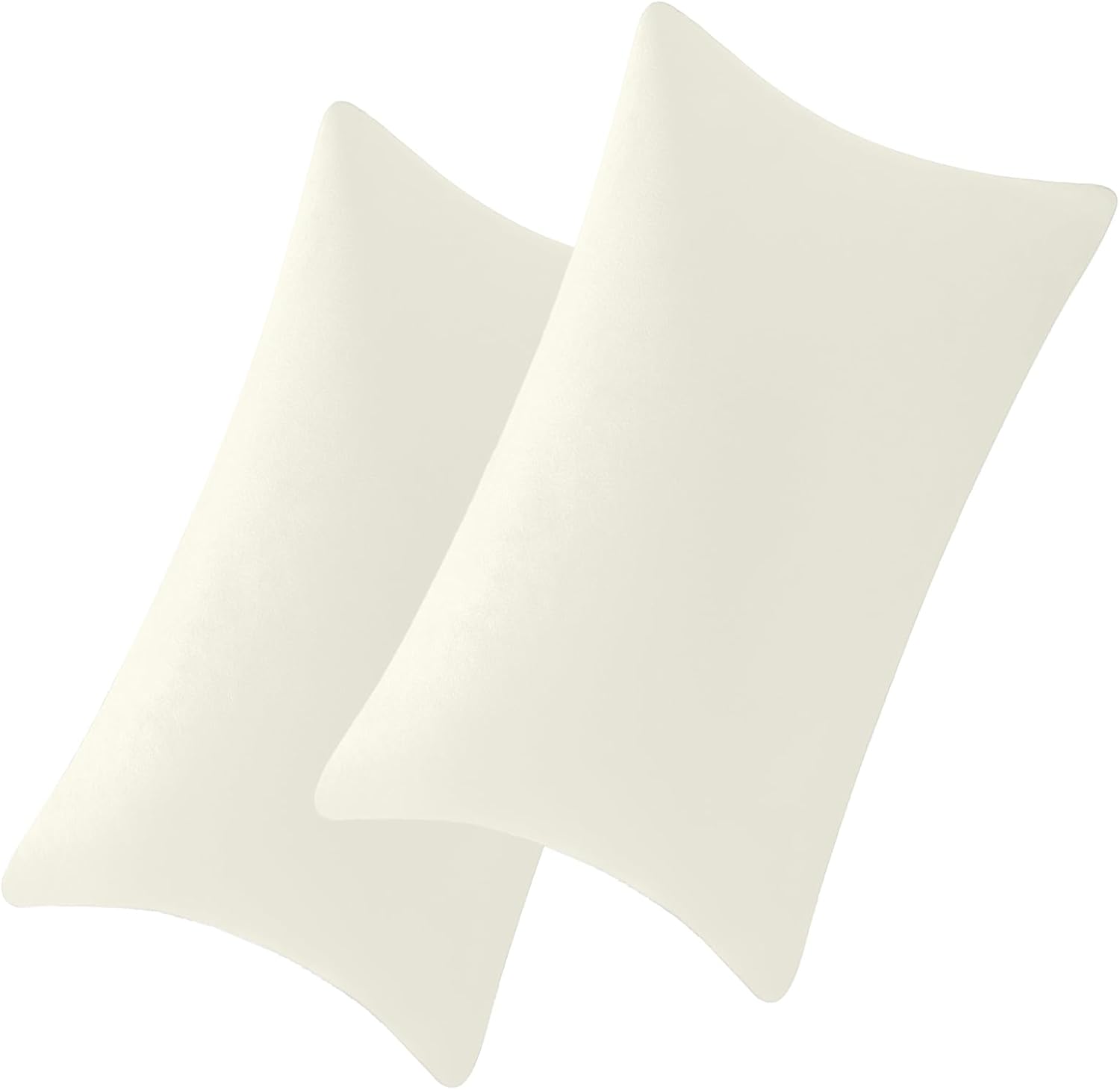 FULDGAENR Juego de 2 fundas de almohada de terciopelo de 12 x 20 pulgadas para sofá, color blanco crema, fundas decorativas para cojín lumbar de 12