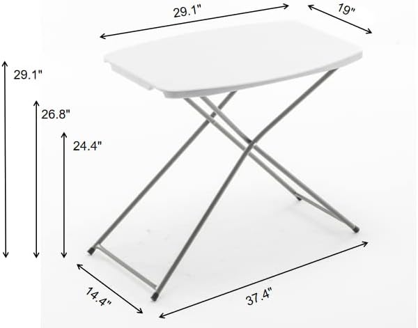 BTEXPERT Personal Adjustable Folding Laptop Table TV Tray, 29 Inch, White Granite