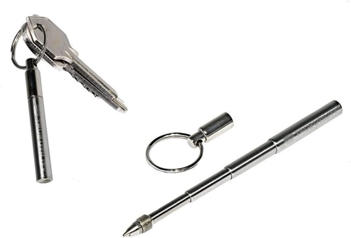 STOBOK Llavero telescópico, bolígrafo telescópico, bolígrafo telescópico, mini herramienta de metal, bolígrafo de acero inoxidable, bolígrafo con