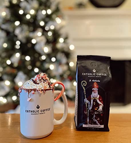 St. Nicholas Christmas Blend Café católico Heavenly Roasts café molido (grano entero), 12 onzas