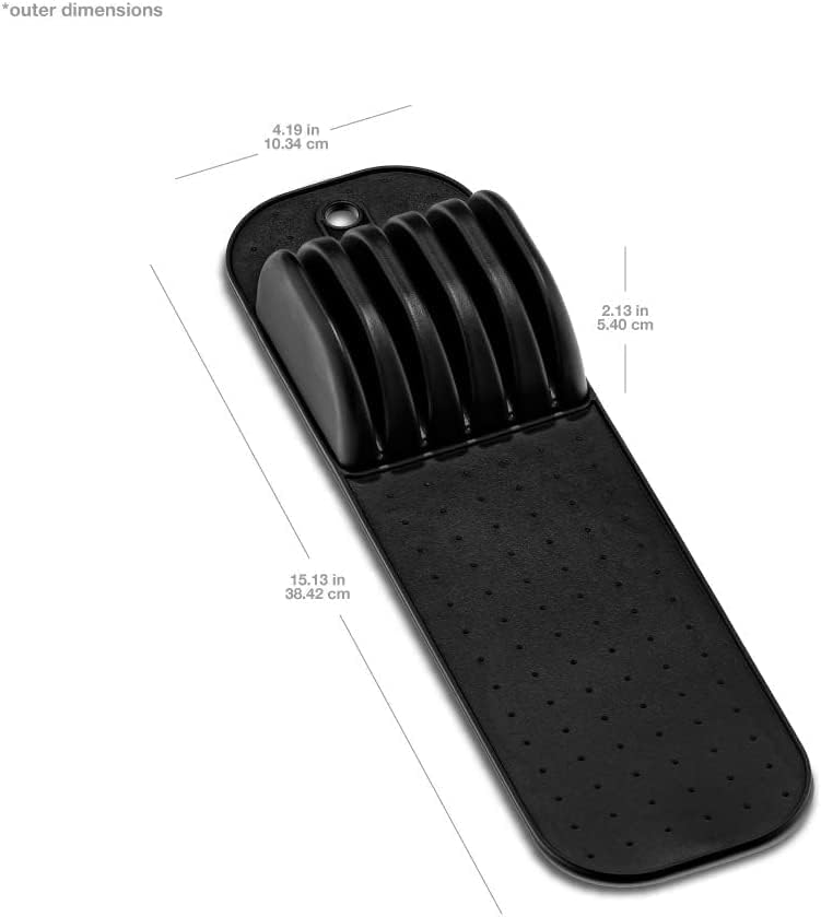 Madesmart Tapete clásico de almacenamiento para cuchillos pequeños de 5 ranuras para cajones, bloque de cuchillos de cocina de agarre suave, carbono