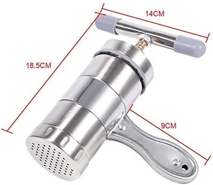 Máquina de fideos para pasta, portátil de acero inoxidable, operada manualmente, máquina para hacer pasta, exprimidor de fideos, máquina de hacer