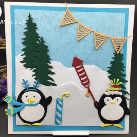Alinacutle 2 piezas de bufanda de Navidad de invierno, diseño de pingüinos, troquelado de metal, para hacer tarjetas hechas a mano, álbum de