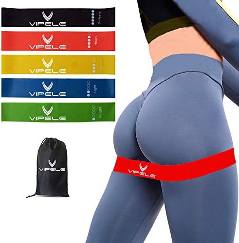 Bandas de resistencia VIPELE para ejercicios  Juego de 5, bandas flexibles de entrenamiento de 12.0in x 2.2in para fitness, estiramiento, terapia