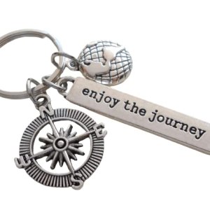 Enjoy the Journey Compass & Globe Charm Keychain – Graduation Keychain, Encouragement Keychain Enjoy the Journey Compass & Globe Charm Keychain – Graduation Keychain, Encouragement Keychain