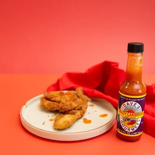 Dave’s Gourmet Crazy Caribbean Hot Sauce – Potenciador de sabor multiusos para sopas, salsas, salsas – 3 botellas