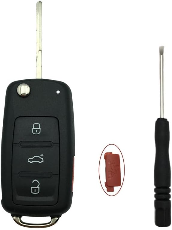 Funda de repuesto para llavero de 3+1 botones, VW, Volkswagen, GTI, Jetta, Eos, Golf, sin llave, entrada y control remoto (tipo B-1 unidad)