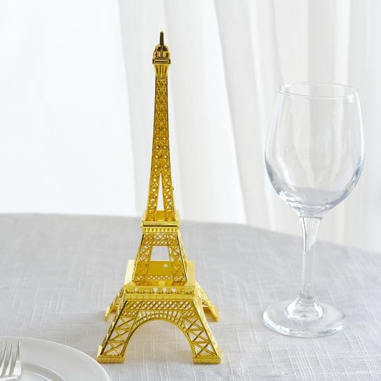 Efavormart 10 pulgadas  Oro  Centro de mesa de la Torre Eiffel  Decoración para pastel de la Torre Eiffel  Figura decorativa