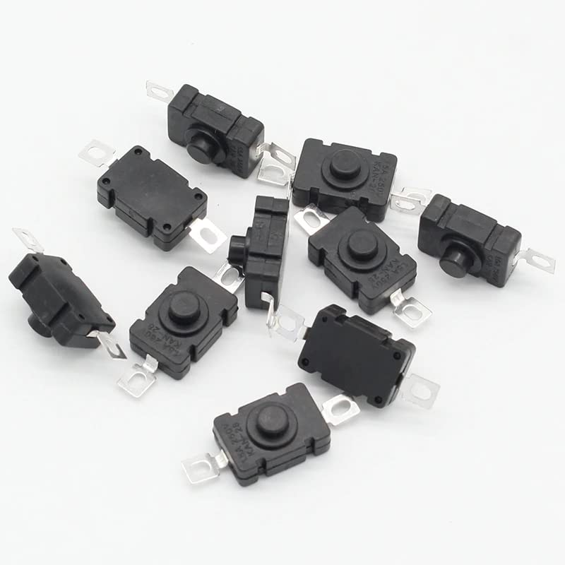 Paquete de 30 interruptores de botón micro autobloqueante plano de 2 pines con agujero, mini botón de encendidoapagado, JIA Teng KAN-28 1.5A 250V