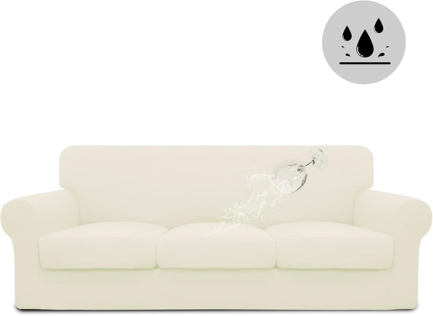 Easy-Going Funda 100% impermeable doble de gran tamaño, elástica, suave, para sofá, para sofá de 3 cojines separados, protector de muebles a prueba