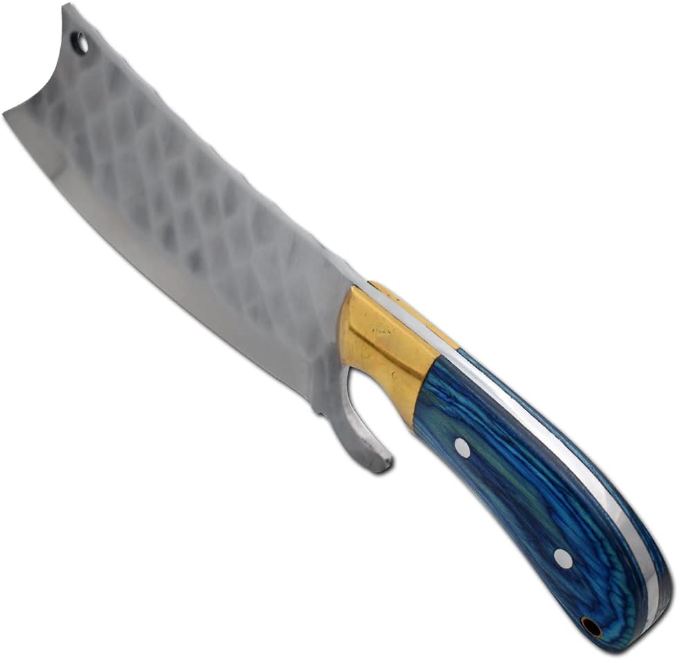 Wild Turkey Handmade Cuchillo de cocina de acero inoxidable 440 de 10 pulgadas con borde afilado de larga duración y mango de madera cómodo, para